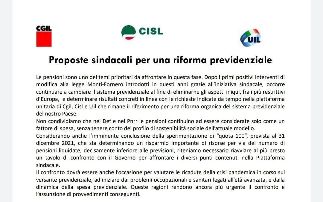 Proposte sindacali per una riforma previdenziale