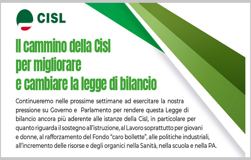 Il cammino della CISL per migliorare e cambiare la legge di bilancio. I Volantini