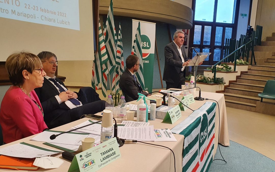 Sbarra al Congresso della Ust Cisl del Trentino:  “Bisogna fermare l’escalation della crisi russo-ucraina. Serve una grande azione di responsabilità”