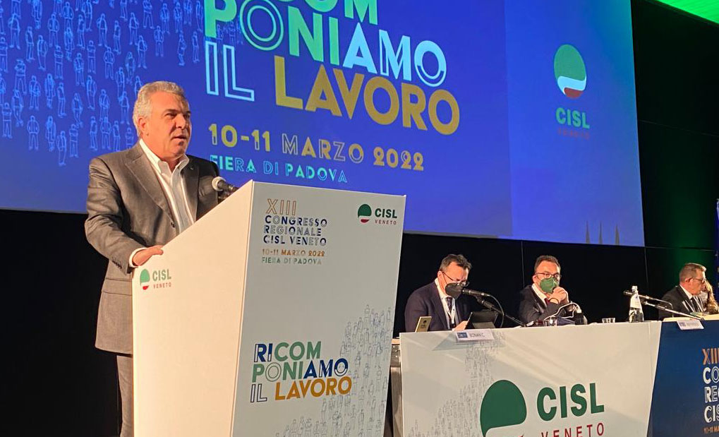 Caro-bollette. Sbarra al Congresso della Cisl Veneto: “Abbattere accise su benzina, gas e luce. Serve a livello europeo un vero ‘Recovery Energetico”