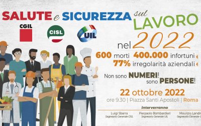 Sicurezza sul lavoro: l’appello di Cgil, Cisl, Uil alle forze politiche per fermare le stragi e la Piattaforma unitaria.