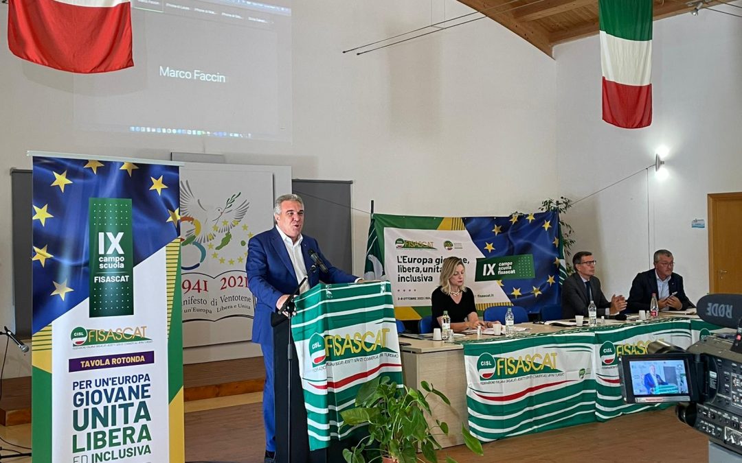 Camposcuola Fisascat Cisl. Sbarra: “Necessario costruire una nuova Europa che preveda una maggiore sostenibilità, più inclusione, sicurezza e lavoro dignitoso”