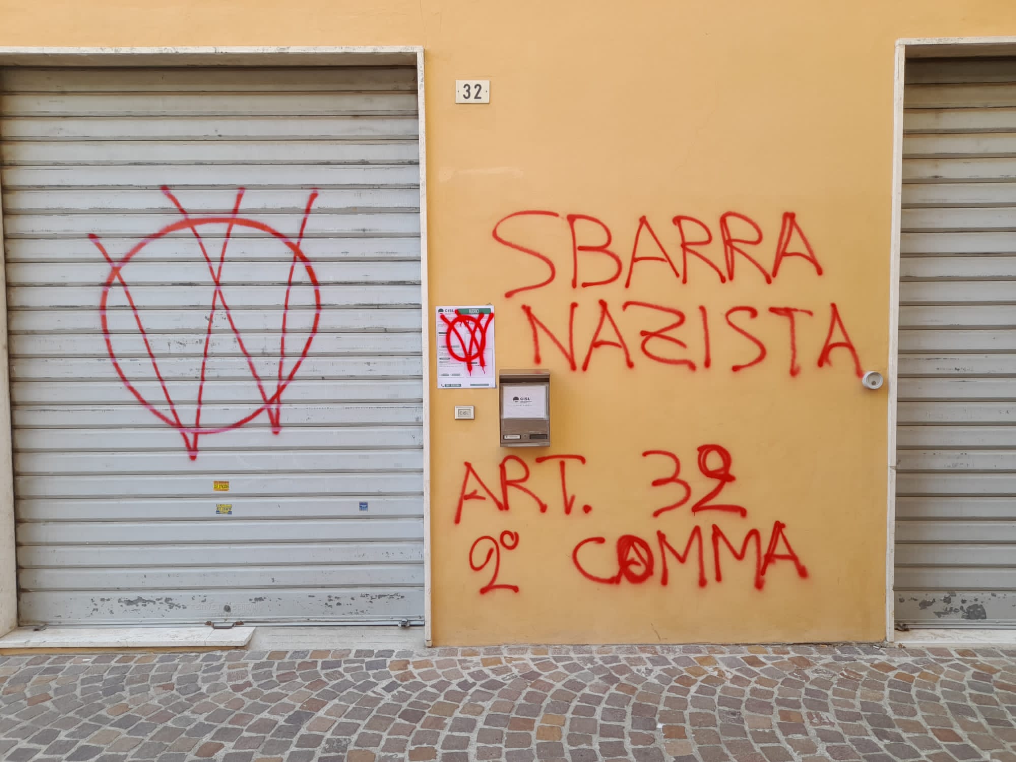sede cisl imbrattata