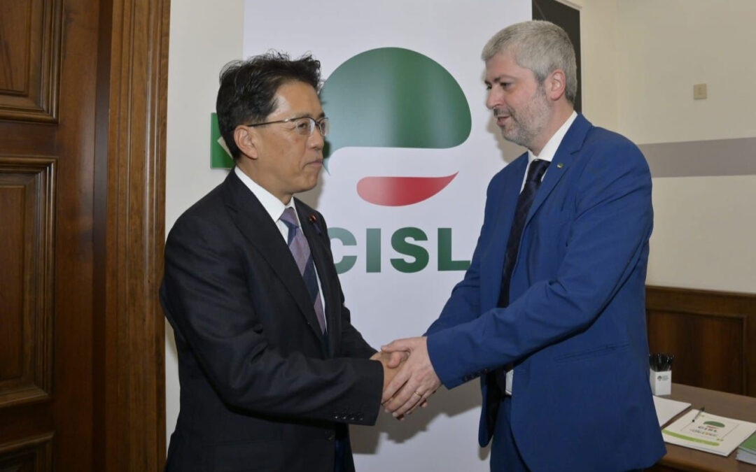 Mercato del lavoro. L’incontro presso la sede Cisl tra il segretario confederale Mattia Pirulli e il vice Ministro del Lavoro Giapponese Miyazaki