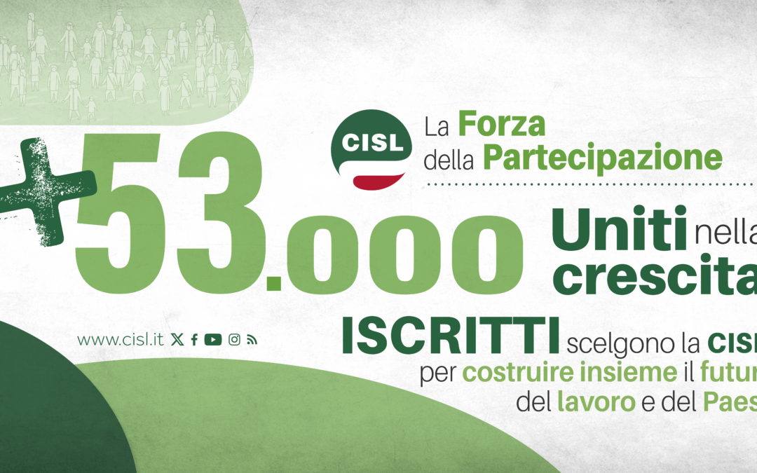 Iscritti. Cresce il dato associativo della Cisl. UNITI nella CRESCITA, FORTI nella PARTECIPAZIONE: le card