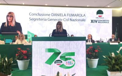 Mezzogiorno. Fumarola al XIV Congresso della Usr Cisl Puglia: “È necessario investire per creare un’occupazione di qualità, ben contrattualizzata, ben tutelata, adeguatamente formata e ben pagata”