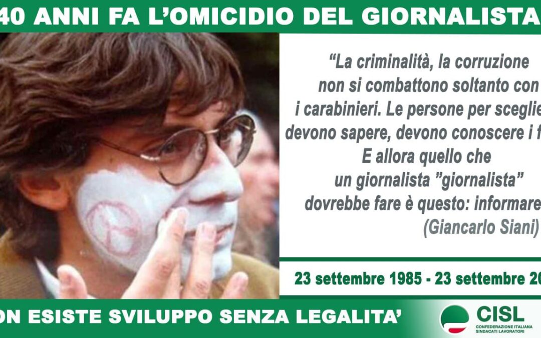 Siani. Fumarola: “Ricordare significa difendere libertà di stampa e diritto cittadini ad essere informati”