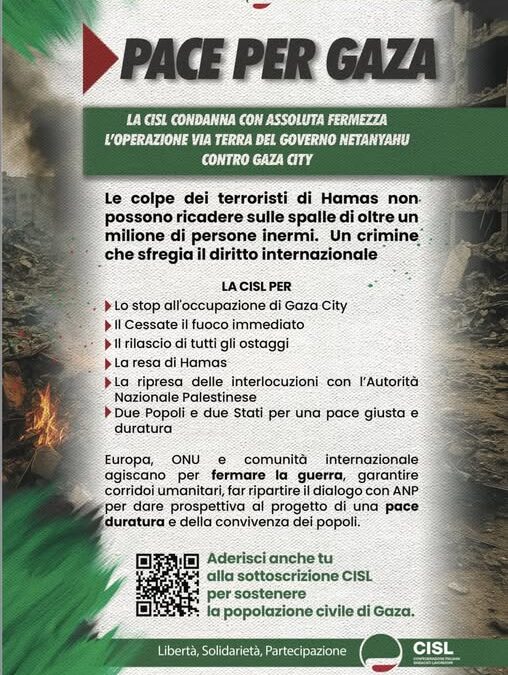 Emergenza Gaza: la posizione della Cisl (Il volantino) 