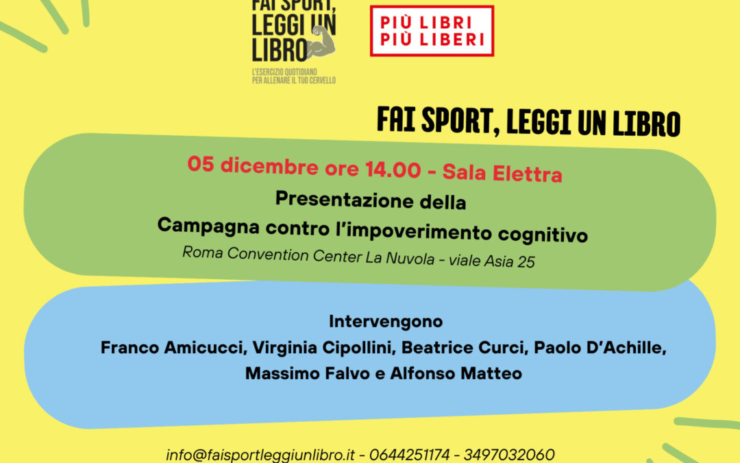 Cultura: Cisl aderisce a ‘Fai Sport Leggi un libro’, la Campagna Nazionale contro l’impoverimento cognitivo