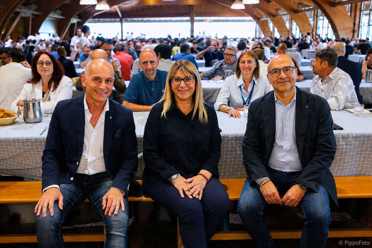 Fumarola-Pieri-San-Patrignano Francesco Marinelli, Daniela Fumarola, Filippo Pieri a San Patrignano, Consiglio Generale Cisl Romagna © Pippofoto