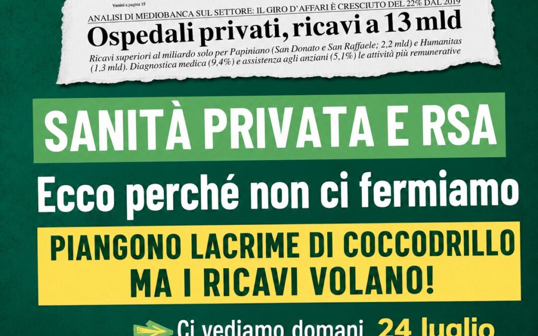 Sanità privata/RSA. Fumarola: «Pieno sostegno alla manifestazione a Roma. Inaccettabile negare rinnovi e salari»