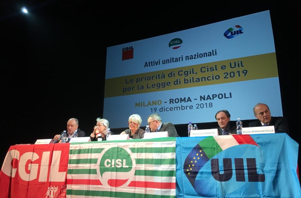 Manovra. Attivi unitari Cgil, Cisl, Uil. Furlan: “Ora il Governo rispetti la parola. Confronto con il sindacato o iniziativa nazionale”