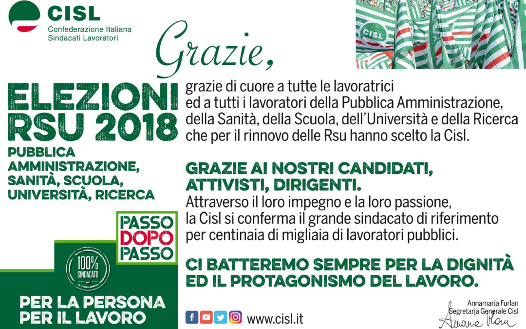 Elezioni Rsu. Grande affermazione della Cisl nel Pubblico Impiego, Scuola, Università e Ricerca